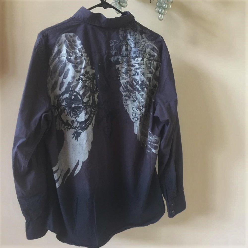 APT. 9 Rock and Roll Wings Black Shirt Large - Picture 1 of 7